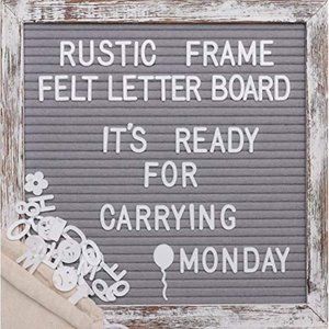 Awefrank Letter Board 10x10 inches with Precut Letters, Rustic Wood Frame